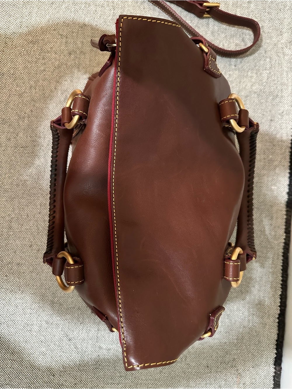 Dooney & Bourke Florentine Large Satchel Chestnut Leather Crossbody EUC - Picture 4 of 16
